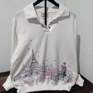 Alfred Dunner White Sweatshirt with Paris Design